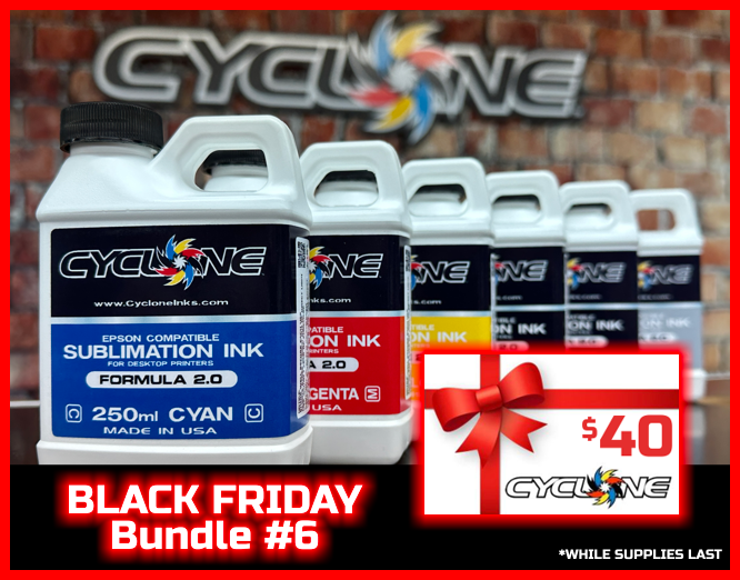 Black Friday Bundle #6 - 250ml CMYK-PB-GY Sublimation Ink Refill Set w/$40 Gift Card