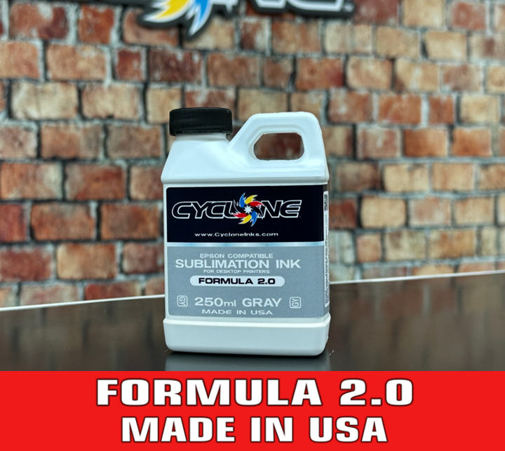 Cyclone 2.0 Sublimation Ink MADE IN USA - GRAY 250ml Refill Bottle - EPSON Compatible