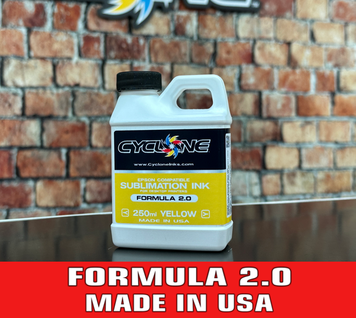 Cyclone 2.0 Sublimation Ink MADE IN USA - YELLOW 250ml Refill Bottle - EPSON Compatible