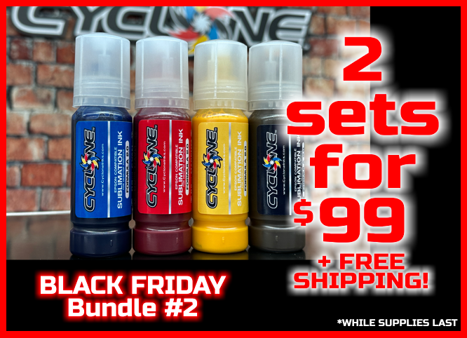 Black Friday Bundle #2 - (2) Sets of 85ml CMYK Sublimation Ink & Free Shipping