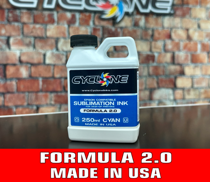Cyclone 2.0 Sublimation Ink MADE IN USA - CYAN 250ml Refill Bottle - EPSON Compatible